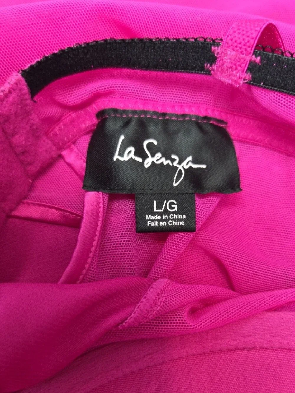 La SENZA Hot Pink Chemise with Black Lace Trim - Picture 8 of 8